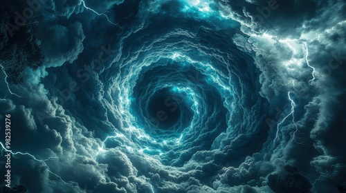 Dark Stormy Sky with Lightning and Swirling Clouds