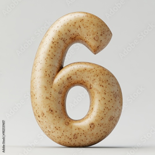 3D number 6 with tornado texture realistic modern design, soft lighting, white background. photo