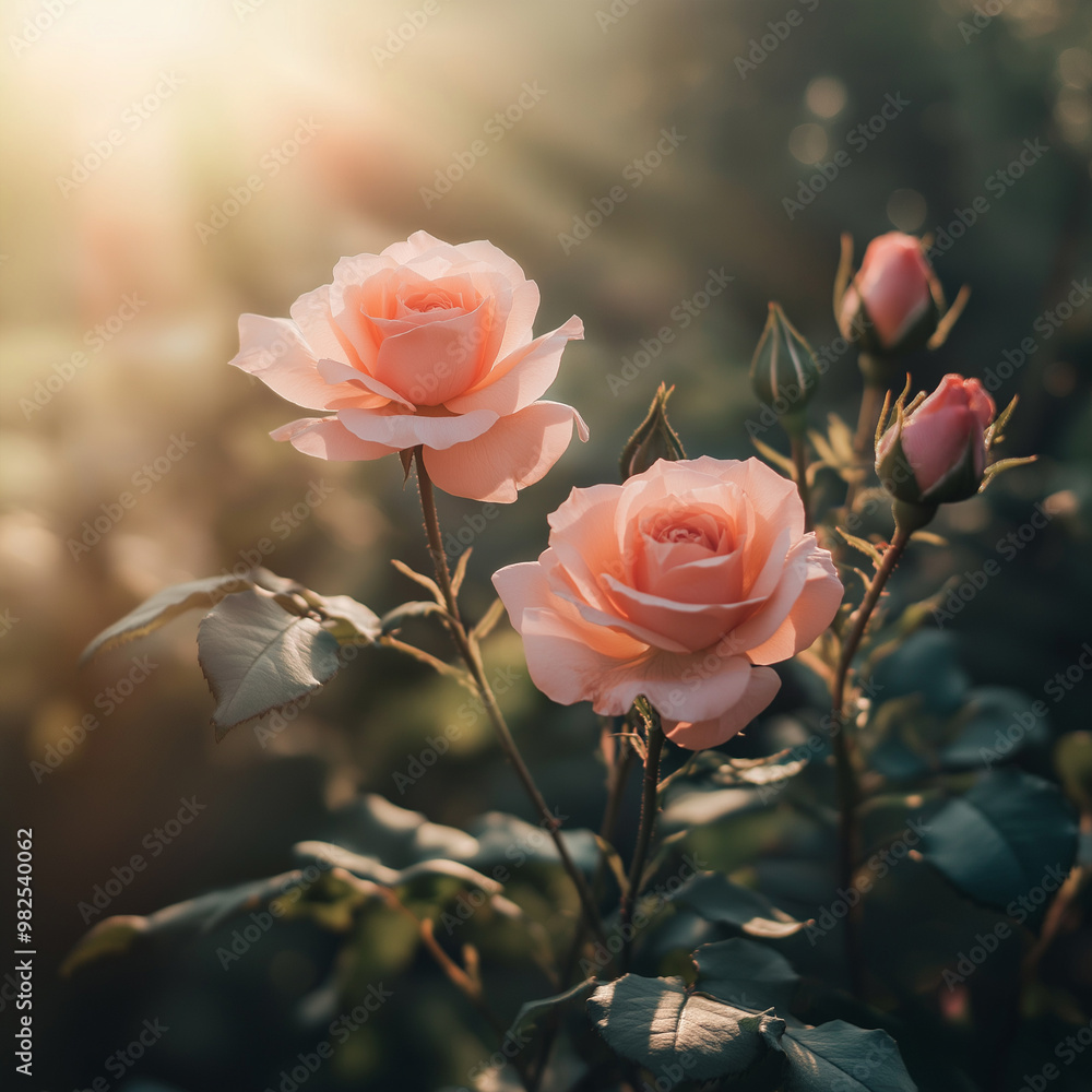 Peach Fuzz rose blooming in the snow, surrounded by the beauty of nature and petals Peach Fuzz rose blooming in the snow, surrounded by the beauty of nature and petals