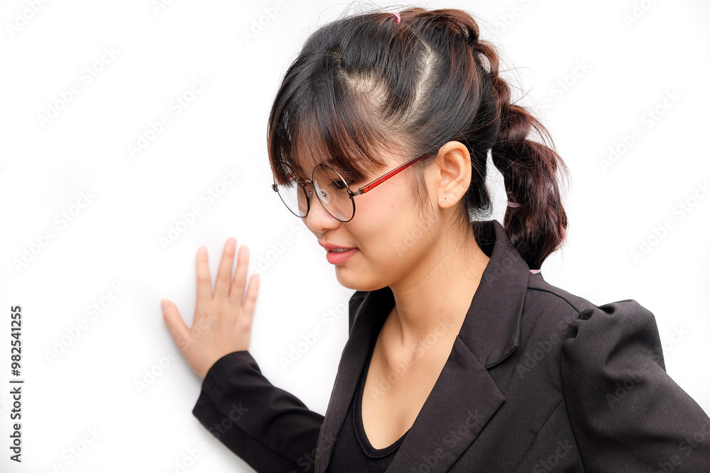 Business asian women felling happy and smile on white background Business asian women felling happy and smile on white background