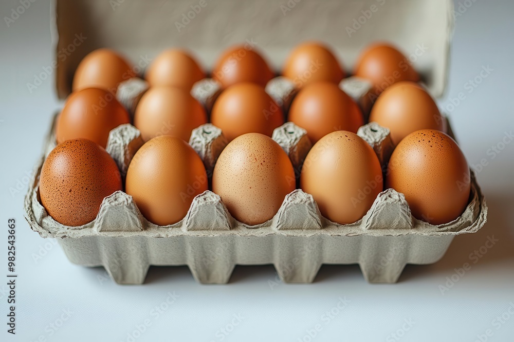 sustainable farming concept with brown organic eggs in an open carton clean composition on white emphasizes the natural farmfresh quality and ethical food production practices sustainable farming concept with brown organic eggs in an open carton clean composition on white emphasizes the natural farmfresh quality and ethical food production practices