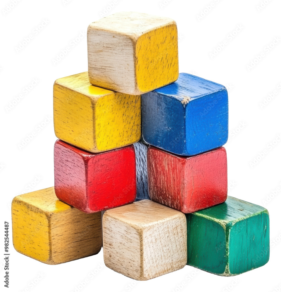 PNG Colorful wooden blocks stacked in a pyramid shape PNG Colorful wooden blocks stacked in a pyramid shape