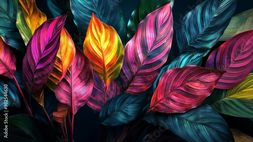 Wallpaper Mural Colorful tropical leaves in vibrant patterns and shades showcasing nature's beauty in a stunning arrangement Torontodigital.ca