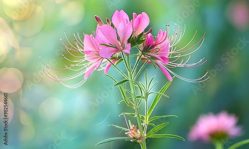 Pink Flowers Closeup with Dreamy Bokeh Background