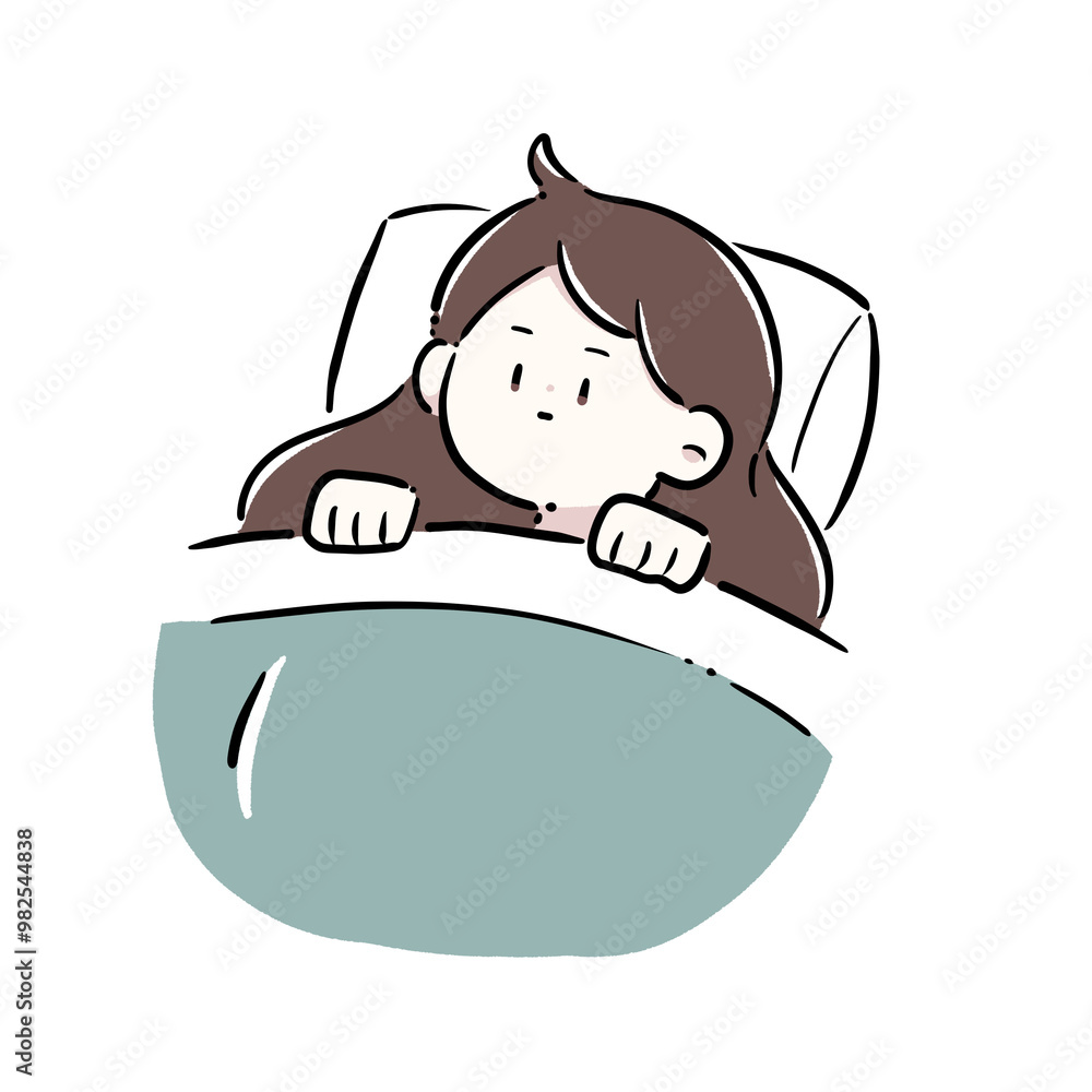 布団に入っている女性