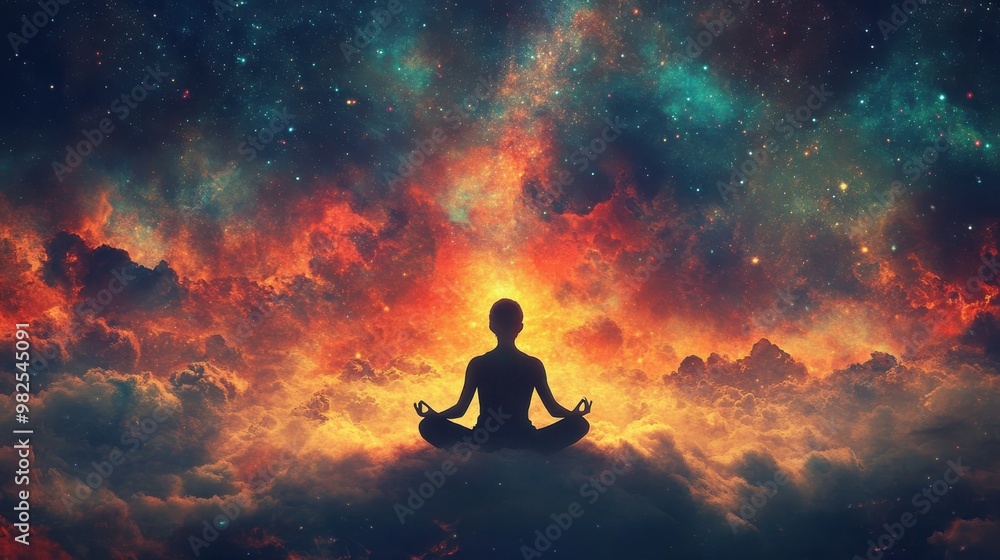 Meditative Being in Cosmic Universe Background Meditative Being in Cosmic Universe Background