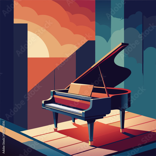 vector illustration of piano