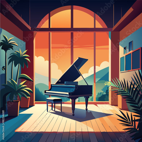 vector illustration of piano