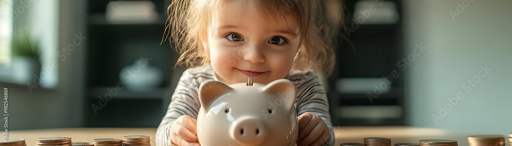 Candid Moment of Child Saving Coins in Piggy Bank - Capturing Innocence and Simplicity of Financial Education with Natural Lighting Candid Moment of Child Saving Coins in Piggy Bank - Capturing Innocence and Simplicity of Financial Education with Natural Lighting