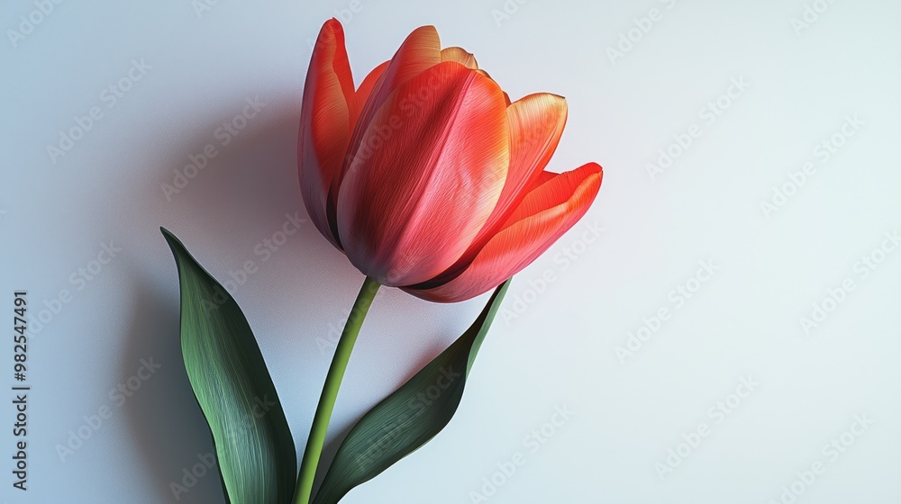 Naklejka premium Vibrant 3D Render of Intricate Tulip Petal Textures on White Background at 45 Degrees