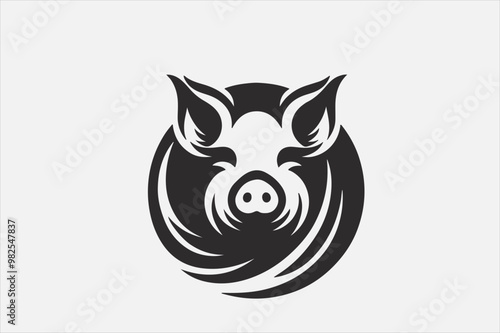 A sleek stylized silhouette of  pig's head.