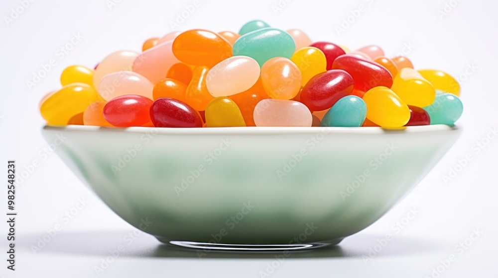 A nostalgic arrangement of classic jelly bean candies, their smooth, rounded shapes and pastel colors evoking memories of simpler times A nostalgic arrangement of classic jelly bean candies, their smooth, rounded shapes and pastel colors evoking memories of simpler times