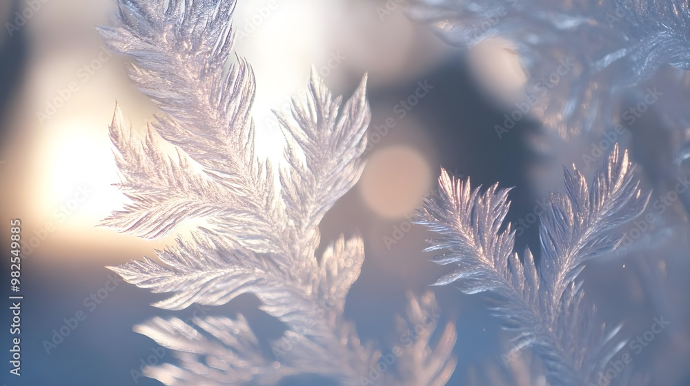 Close-Up of Intricate Frost Pattern on Winter Glass Surface Close-Up of Intricate Frost Pattern on Winter Glass Surface