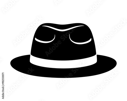 fedora hat silhouette vector illustration. vintage, classic, gentleman.