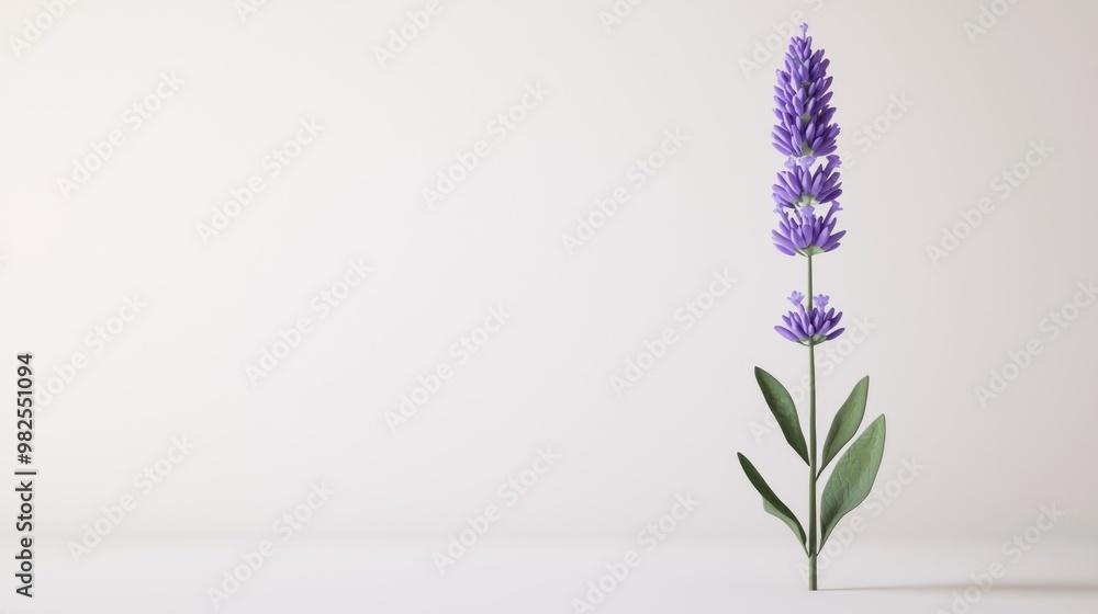 Obraz premium Delicate Lavender Bloom in 3D Render Against White Background at 45� Angle