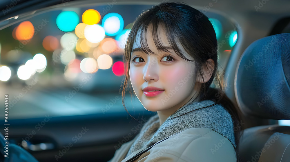 Woman in Car at Night Woman in Car at Night