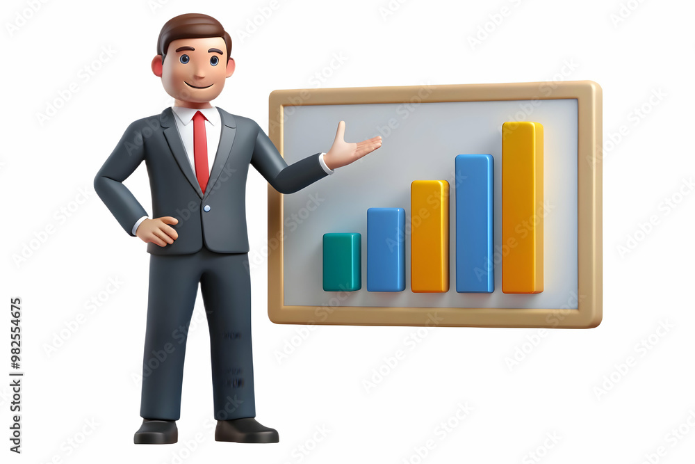 3D Candid Businessman Presenting Retail Performance Data in a Business Meeting - Ideal for Data-Driven Marketing and Business Strategy Content 3D Candid Businessman Presenting Retail Performance Data in a Business Meeting - Ideal for Data-Driven Marketing and Business Strategy Content