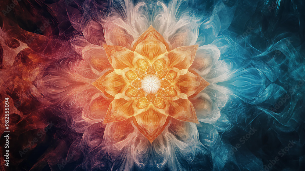 Vibrant Abstract Mandala With Intricate Symmetry, Glowing Colors, And Sacred Geometry, Offering A Dynamic And Harmonious Balance Of Blue, Orange, And Yellow For Spiritual And Meditative Art
Vibrant Abstract Mandala With Intricate Symmetry, Glowing Colors, And Sacred Geometry, Offering A Dynamic And Harmonious Balance Of Blue, Orange, And Yellow For Spiritual And Meditative Art