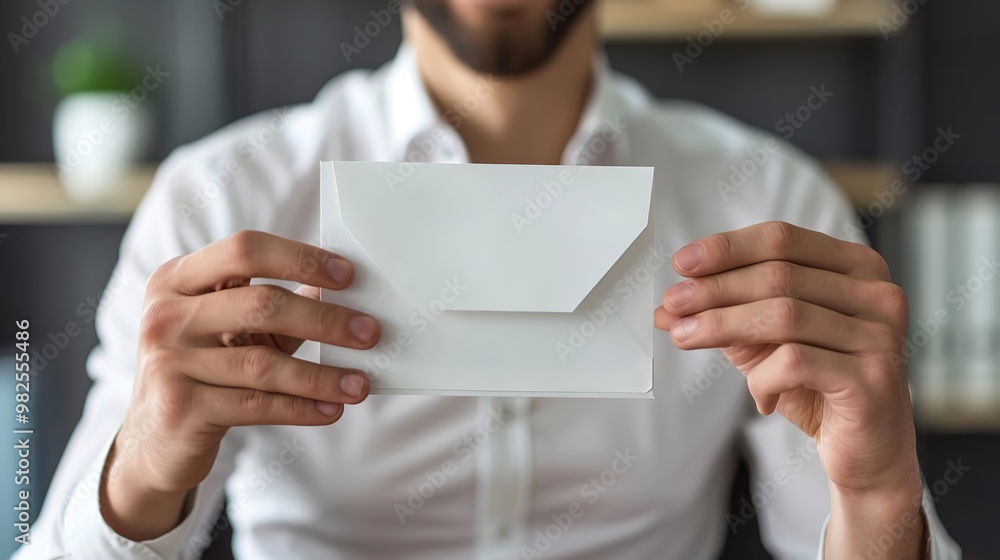 Happy Payday: Businessman Smiling with a Surprise Envelope. Reward,recognition,achievement,finance,investment,Christmas bonus. Happy Payday: Businessman Smiling with a Surprise Envelope. Reward,recognition,achievement,finance,investment,Christmas bonus.