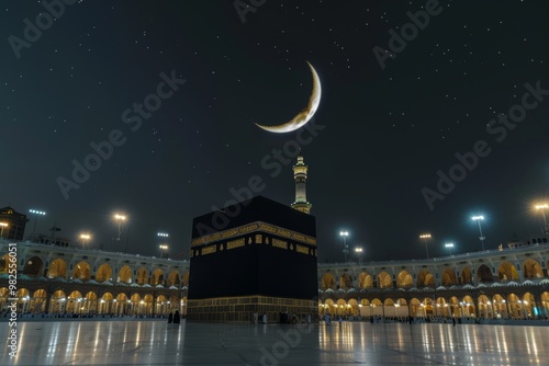 Night View of the Kaaba in Mecca