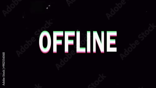 Offline text with screen effects of technological failures. Spectacular screen glitch with various kinds of interference.