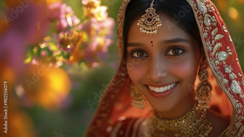 Vibrant South Asian Bride in Traditional Wedding Attire