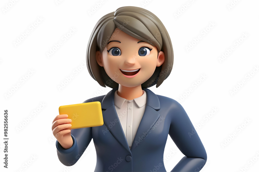 3D Candid Businesswoman Holding Coupon in Hand - Professional Marketing Concept for Everyday Office Use on Isolated White Background 3D Candid Businesswoman Holding Coupon in Hand - Professional Marketing Concept for Everyday Office Use on Isolated White Background