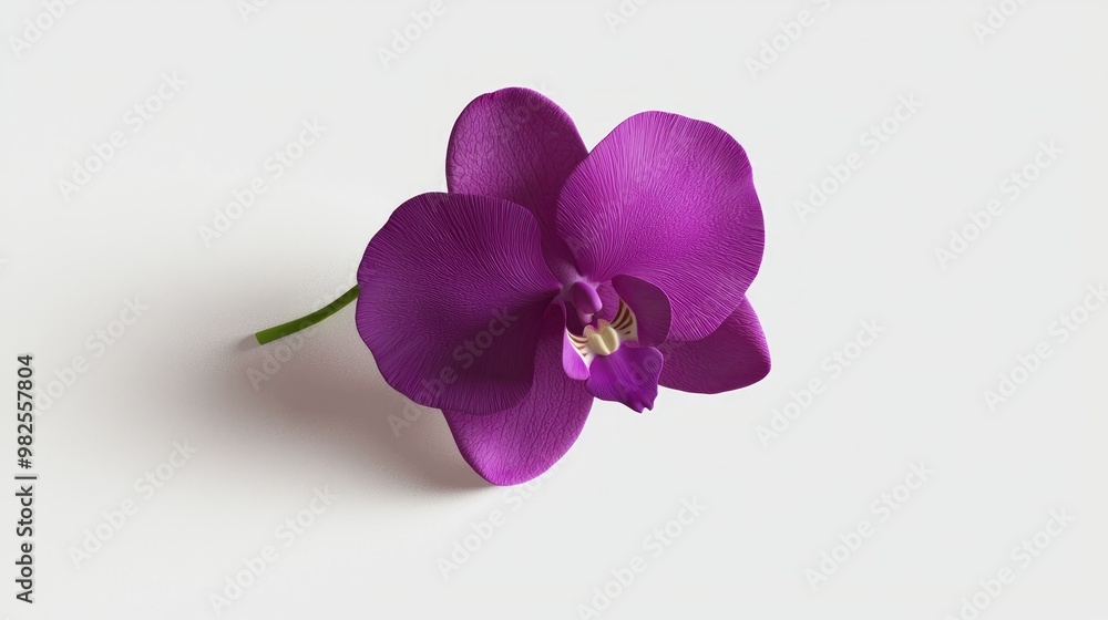 Graceful 3D Render of Purple Orchid Flower on White Background Graceful 3D Render of Purple Orchid Flower on White Background