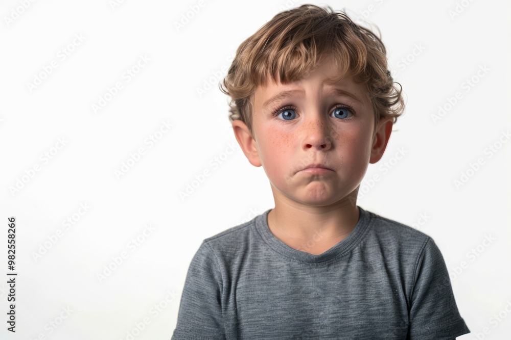 Portrait of a Young Boy with Blue Eyes Looking Sad Portrait of a Young Boy with Blue Eyes Looking Sad