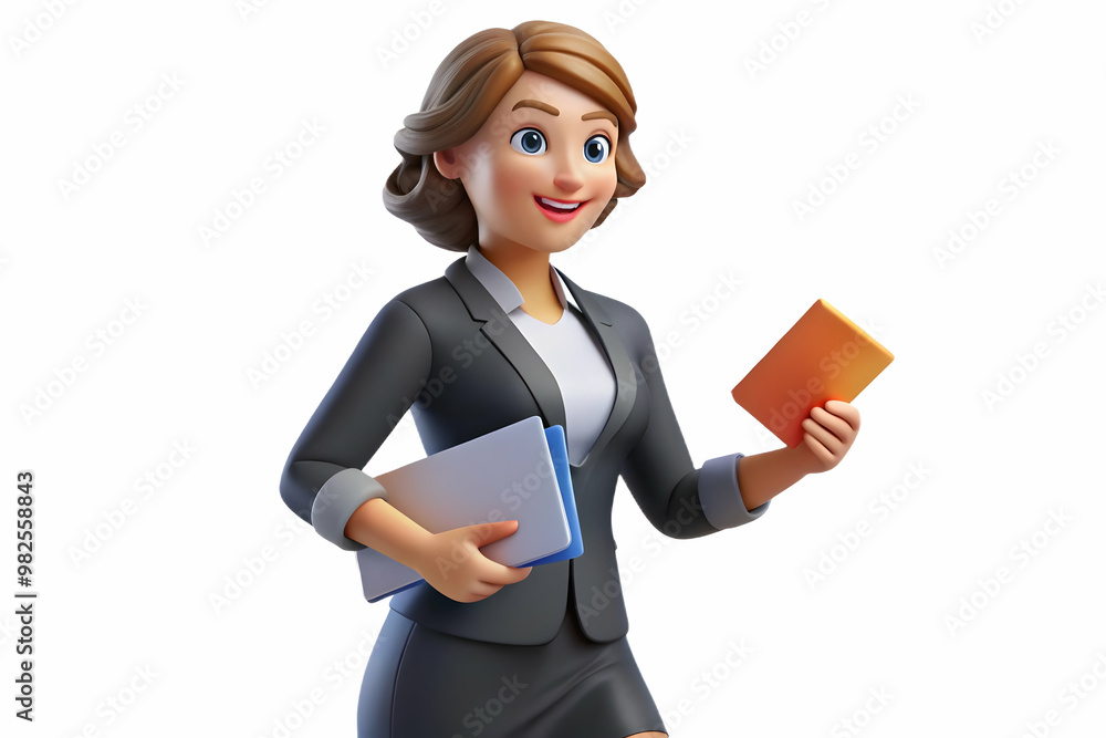 Candid Businesswoman with Coupon in Hand Walking in Busy Office - Everyday Marketing Concept for Business Use in Stock Photography Candid Businesswoman with Coupon in Hand Walking in Busy Office - Everyday Marketing Concept for Business Use in Stock Photography