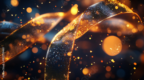 A sparkling gold and silver...