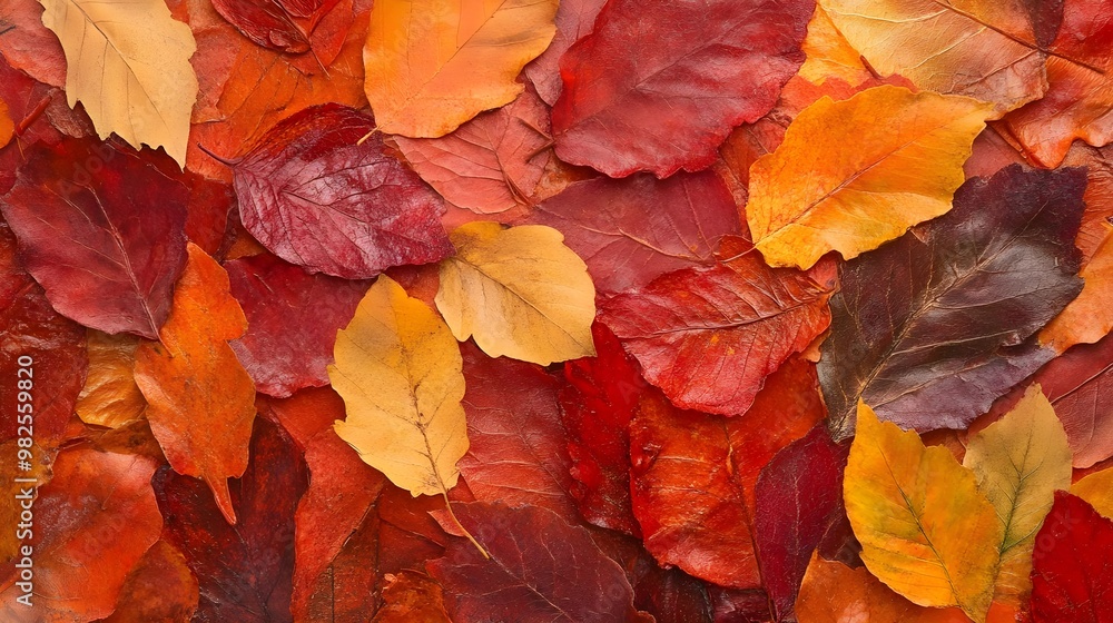 Close-Up of Vibrant Autumn Leaves in Warm Tones Close-Up of Vibrant Autumn Leaves in Warm Tones