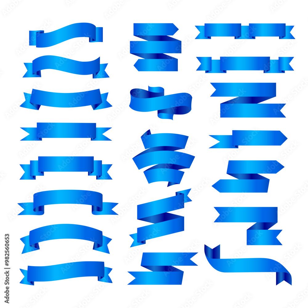 Blue Realistic Ribbons Set. Golden Labels. Empty Banner Design Element with Space for Text. Decorative Award Ribbon Collection. Blue Realistic Ribbons Set. Golden Labels. Empty Banner Design Element with Space for Text. Decorative Award Ribbon Collection.