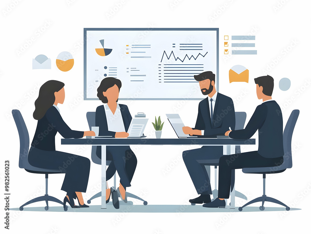 Flat Candid Business Team Analyzing Cash Flow Reports in Conference Room - Vector Illustration for Corporate Marketing and Financial Planning Promotions Flat Candid Business Team Analyzing Cash Flow Reports in Conference Room - Vector Illustration for Corporate Marketing and Financial Planning Promotions