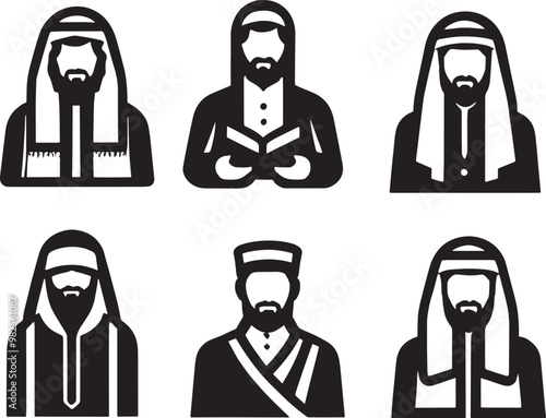 Set of arabian man using thobe