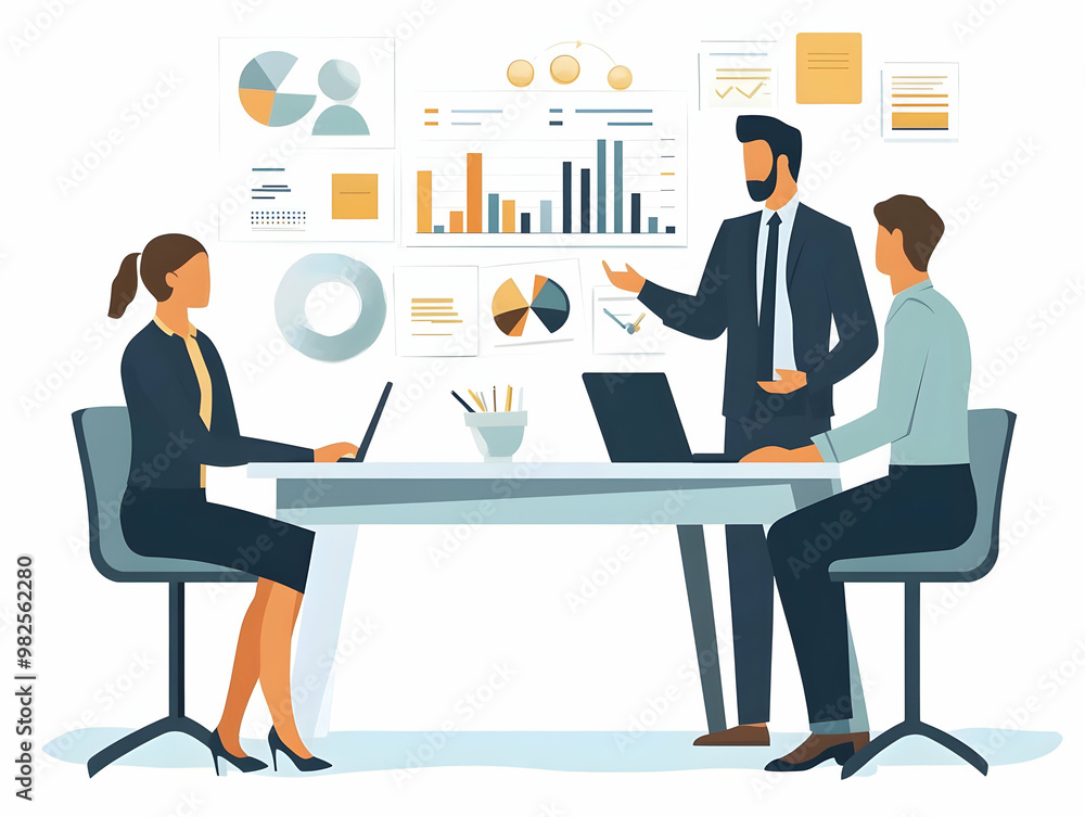 Flat Candid Vector Illustration of Business Team Analyzing Cash Flow Reports in Conference Room - Focused Financial Planning Concept for Corporate Marketing Flat Candid Vector Illustration of Business Team Analyzing Cash Flow Reports in Conference Room - Focused Financial Planning Concept for Corporate Marketing