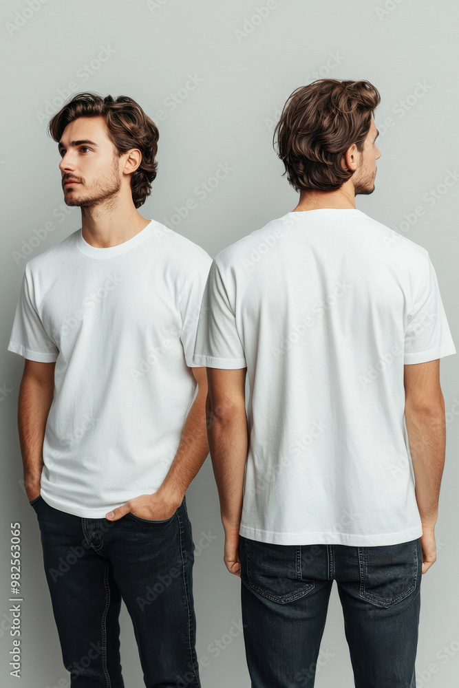 white tshirt mockup, Clean and minimalistic white t-shirt mockup showcasing front and back views against a soft gray background white tshirt mockup, Clean and minimalistic white t-shirt mockup showcasing front and back views against a soft gray background
