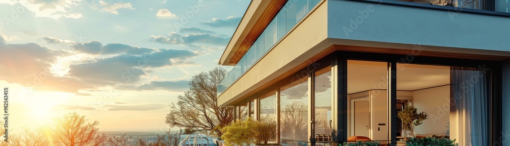 Modern House with Sunset View and Open Balcony Modern House with Sunset View and Open Balcony