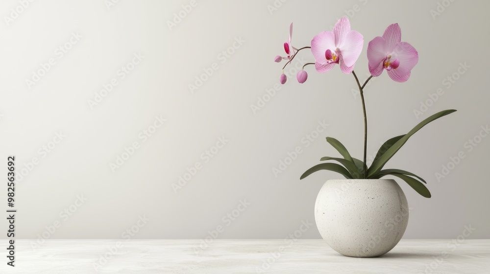 Elegant 3D Render of a Blooming Orchid on White Background at 45-Degree Angle Elegant 3D Render of a Blooming Orchid on White Background at 45-Degree Angle