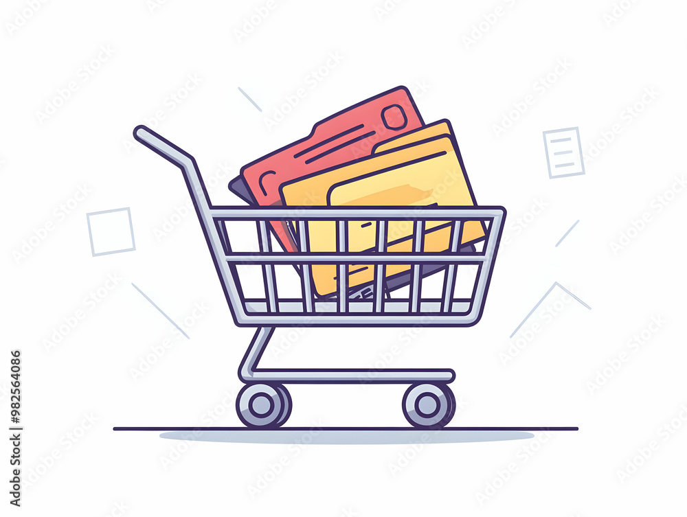 Minimalist Vector Illustration of Flat Isolated Coupon Ticket Paired with Shopping Cart on White Background - Perfect for E-Commerce Marketing and Promotions Minimalist Vector Illustration of Flat Isolated Coupon Ticket Paired with Shopping Cart on White Background - Perfect for E-Commerce Marketing and Promotions