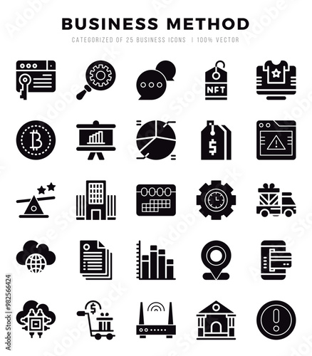 Business Method. Glyph icons Pack. vector illustration.