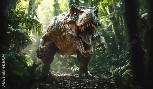 Fototapeta Naklejka Na Ścianę i Meble -  dinosaur jurassic animal prehistoric predator nature