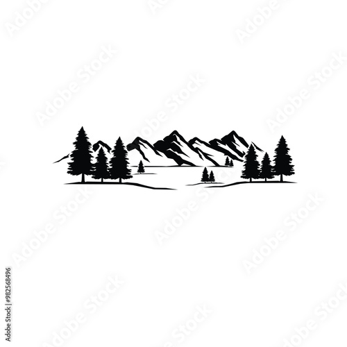 Mountain Forest Landscape Adventure Sticker Vector. Best for Caravan Motorhome Camping Camper Car Van decal