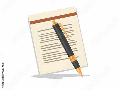 Flat Isolated Business Contract and Pen Icon Vector for Corporate Branding, Legal Services, and Business Promotions - Smart Professional Design