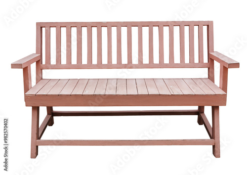 Old wooden long chair isolated on white background