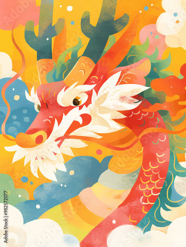 12 zodiac dragon cute cartoon illustration
 photo