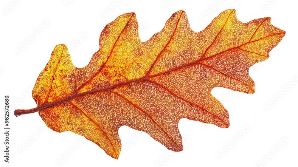 Fototapeta premium Vibrant Autumn Oak Leaf on a Transparent Background