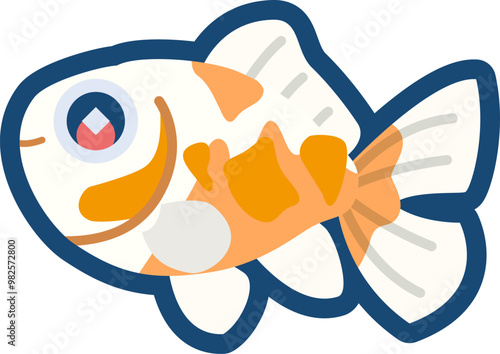 かわいい金魚（桜地金）のイラスト