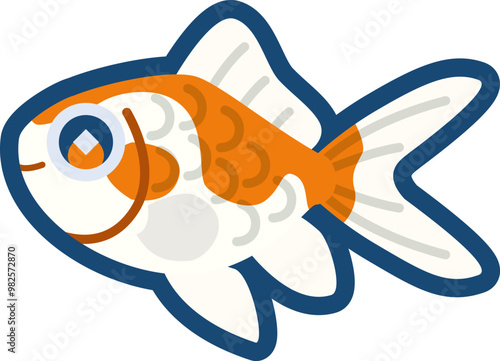 かわいい金魚（コメット）のイラスト