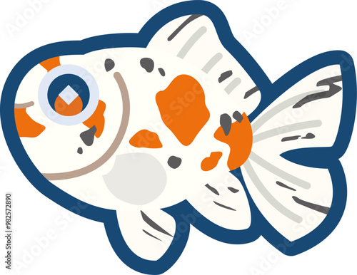 かわいい金魚（江戸地金）のイラスト